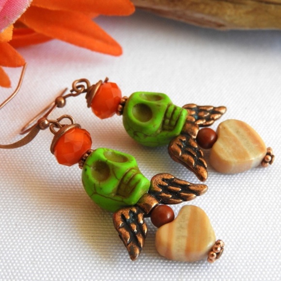 Jewelry - Frida Kahlo Skull Earrings Dia de los Muertos  